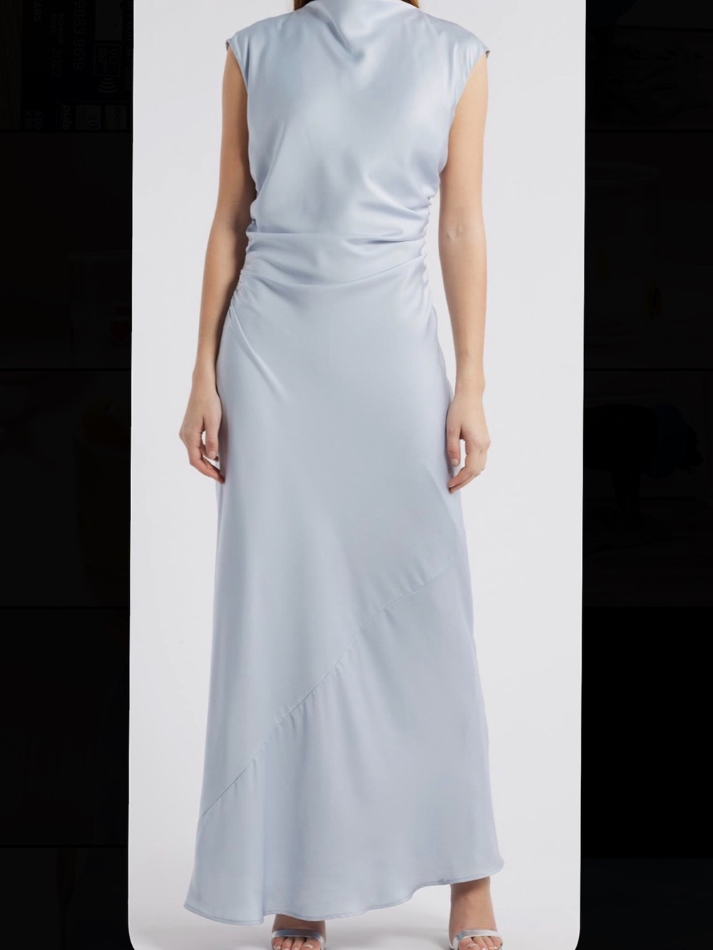Elegant Light Blue Satin Maxi Dress